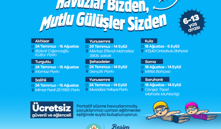 Büyükşehir’in havuzları çocuklarla buluşuyor (1)