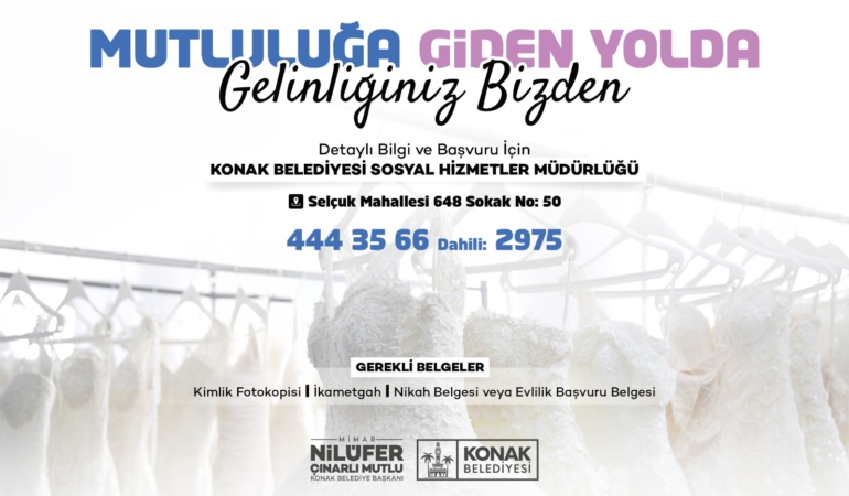 Konak’tan mutluluk yolundaki çiftlere gelinlik desteği