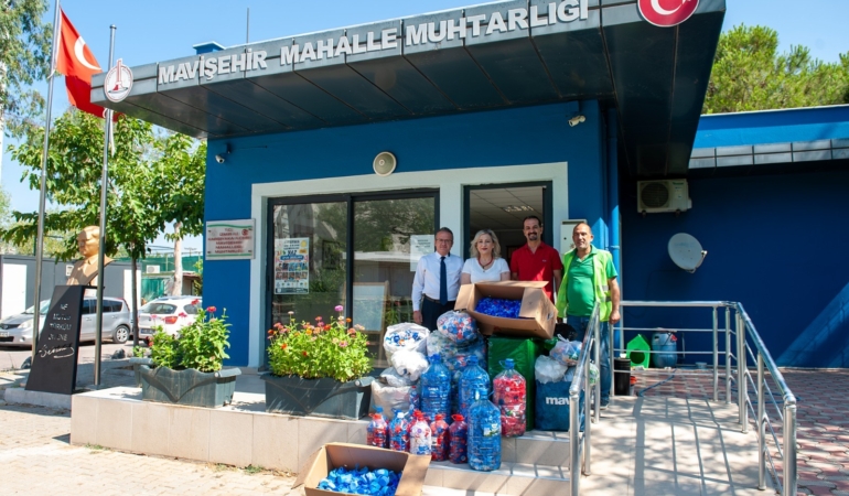 ‘Mavi Kapak’ kampanyasına muhtarlardan 550 kilogramlık destek
